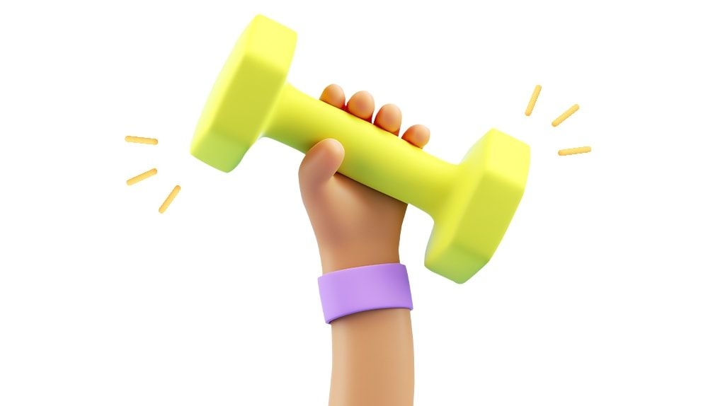Рука с гантелью