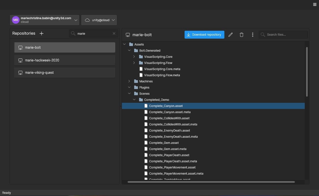 Controle de versão do Unity